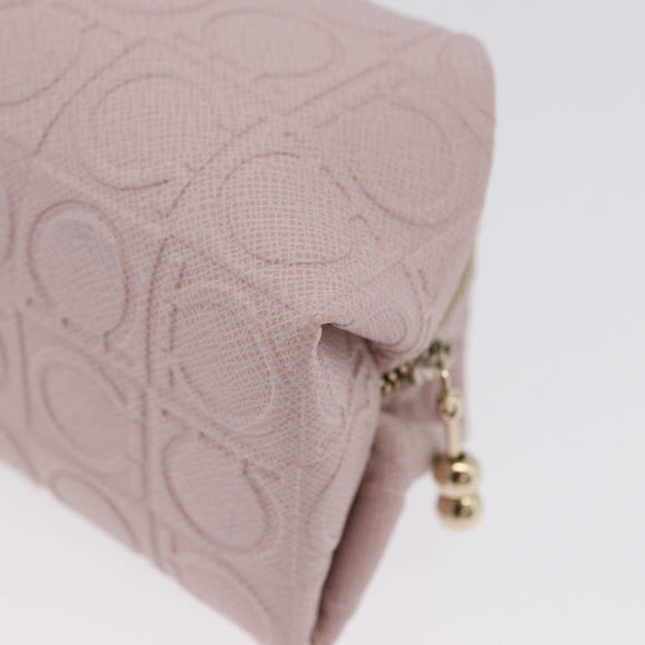 Salvatore Ferragamo Gancini Pouch Leather Pink Gold Auth BA10720V