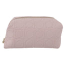 Salvatore Ferragamo Gancini Pouch Leather Pink Gold Auth BA10720V-2