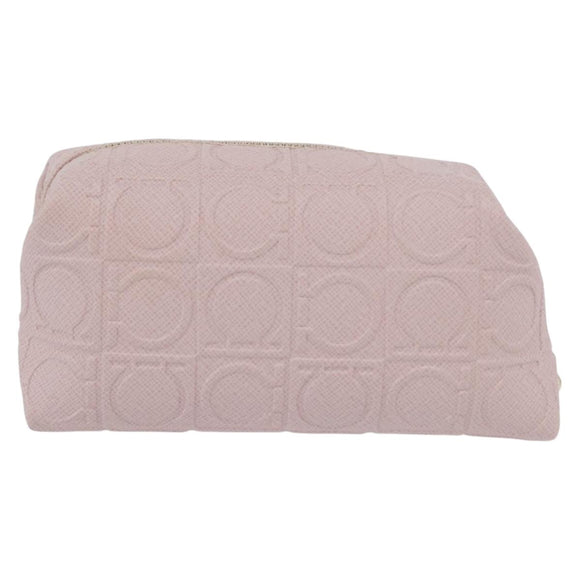 Salvatore Ferragamo Gancini Pouch Leather Pink Gold Auth BA10720V