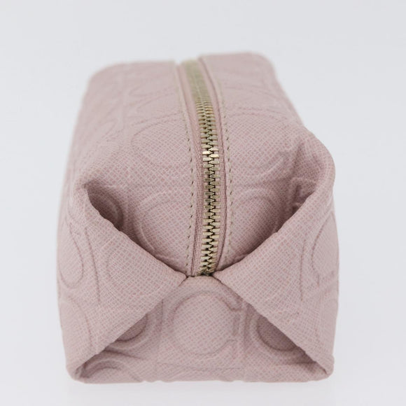 Salvatore Ferragamo Gancini Pouch Leather Pink Gold Auth BA10720V