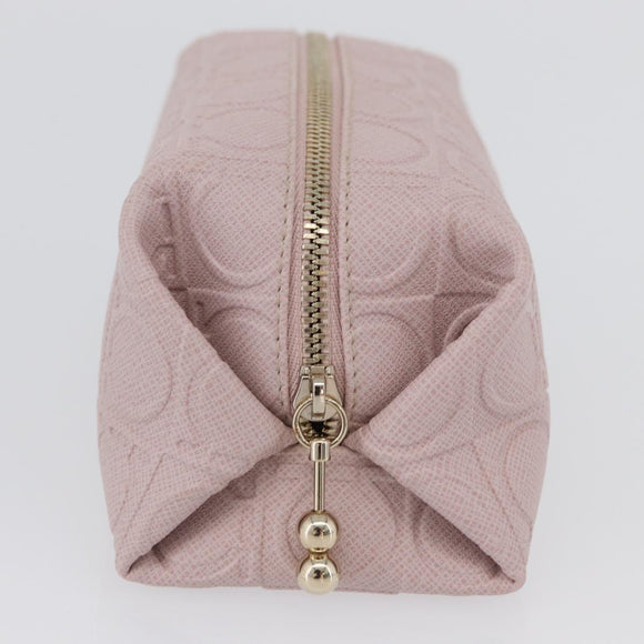 Salvatore Ferragamo Gancini Pouch Leather Pink Gold Auth BA10720V