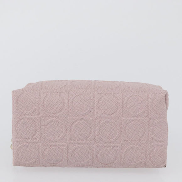 Salvatore Ferragamo Gancini Pouch Leather Pink Gold Auth BA10720V