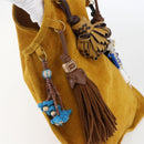 Miu Miu With Tricks Hand Bag Suede Yellow Gold Auth BA10723SM-10