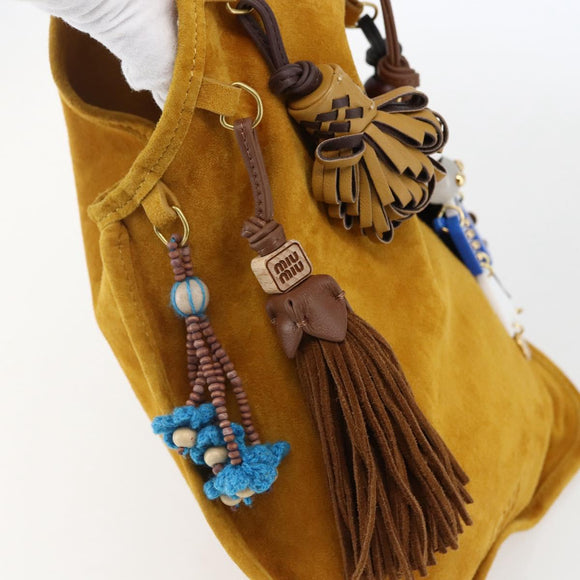 Miu Miu With Tricks Hand Bag Suede Yellow Gold Auth BA10723SM