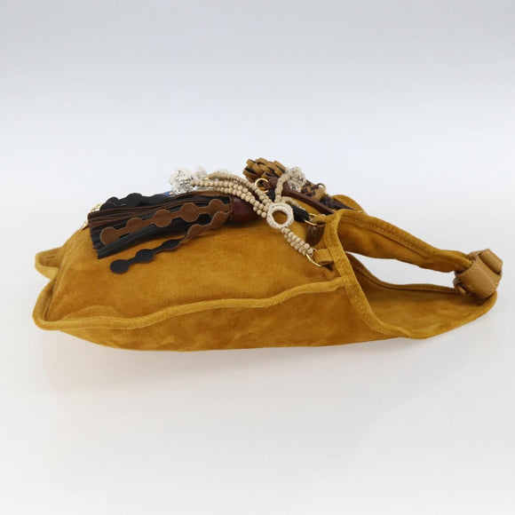 Miu Miu With Tricks Hand Bag Suede Yellow Gold Auth BA10723SM