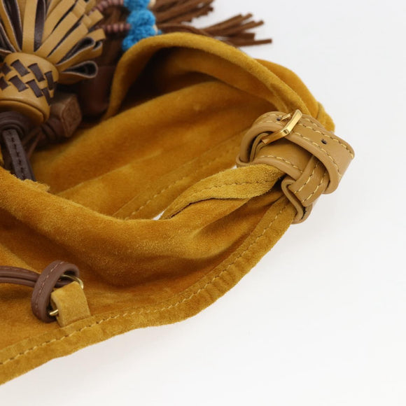 Miu Miu With Tricks Hand Bag Suede Yellow Gold Auth BA10723SM