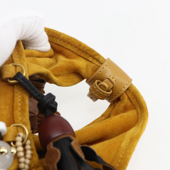 Miu Miu With Tricks Hand Bag Suede Yellow Gold Auth BA10723SM