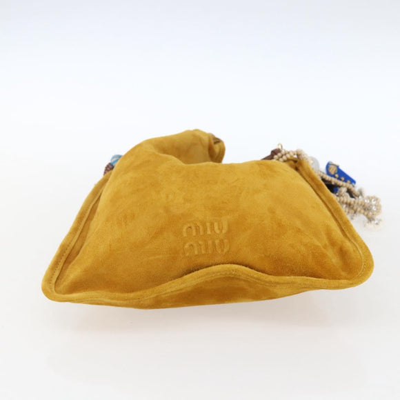 Miu Miu With Tricks Hand Bag Suede Yellow Gold Auth BA10723SM