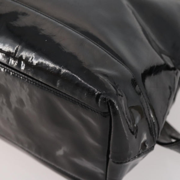 CHANEL Chain Shoulder Bag Patent leather Black Gold CC Auth BA10725