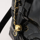 CHANEL Chain Shoulder Bag Patent leather Black Gold CC Auth BA10725-19