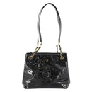 CHANEL Chain Shoulder Bag Patent leather Black Gold CC Auth BA10725-13