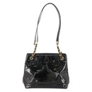CHANEL Chain Shoulder Bag Patent leather Black Gold CC Auth BA10725-2