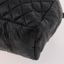 CHANEL Hand Bag Nylon Black Silver CC Auth BA10726-15