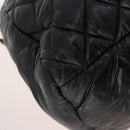 CHANEL Hand Bag Nylon Black Silver CC Auth BA10726-16