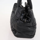 CHANEL Hand Bag Nylon Black Silver CC Auth BA10726-4