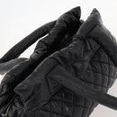 CHANEL Hand Bag Nylon Black Silver CC Auth BA10726-6