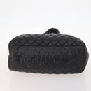 CHANEL Hand Bag Nylon Black Silver CC Auth BA10726-5