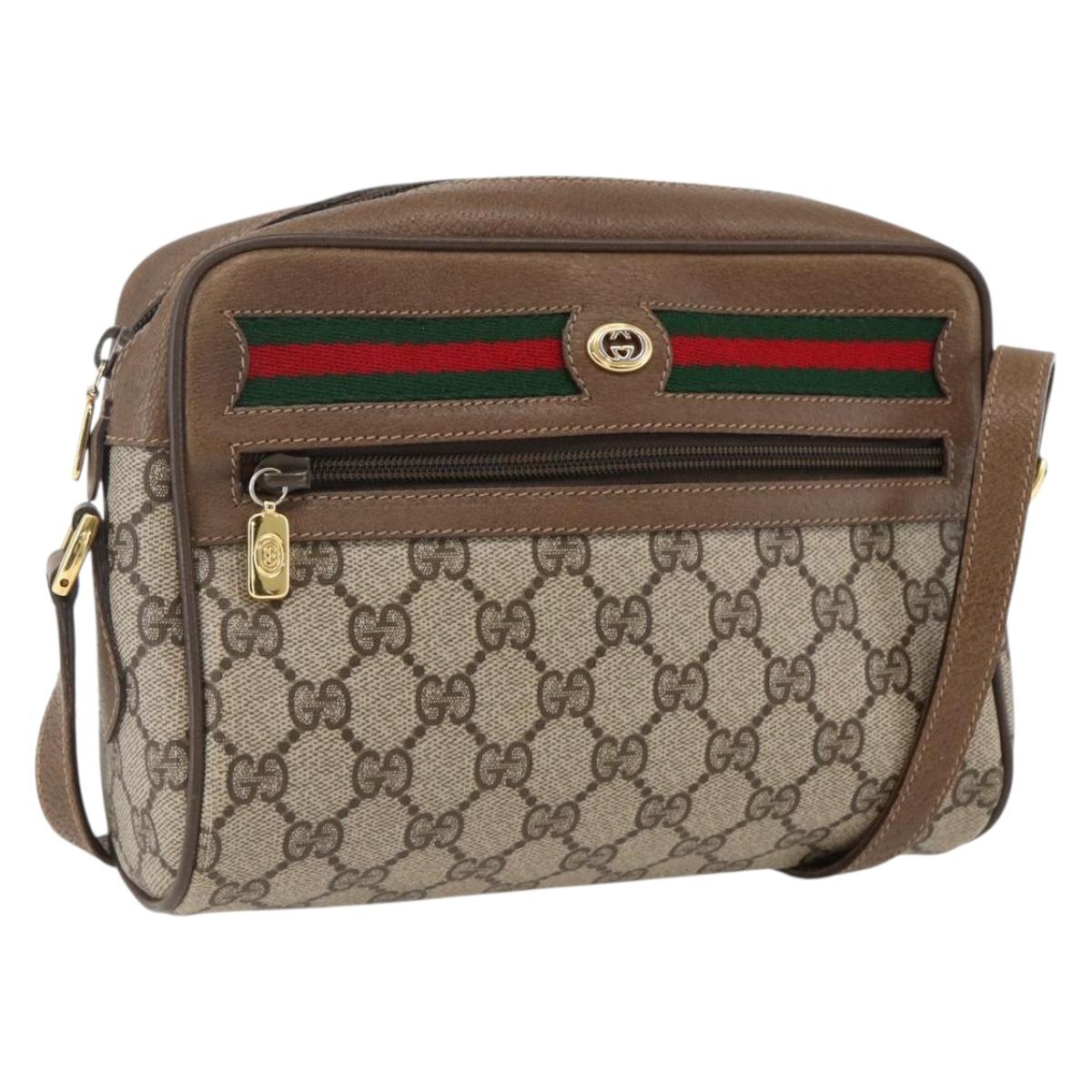 GUCCI GG Supreme Web Sherry Line Bag PVC Beige Gold 56 02 087 Auth
