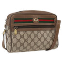 GUCCI GG Supreme Web Sherry Line Bag PVC Beige Gold 56 02 087 Auth BA10727-1