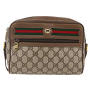 GUCCI GG Supreme Web Sherry Line Bag PVC Beige Gold 56 02 087 Auth BA10727-13