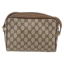 GUCCI GG Supreme Web Sherry Line Bag PVC Beige Gold 56 02 087 Auth BA10727-2