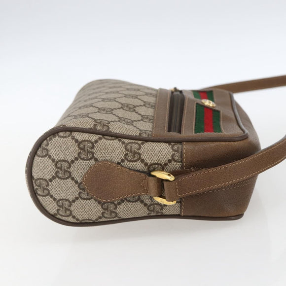 GUCCI GG Supreme Web Sherry Line Bag PVC Beige Gold 56 02 087 Auth BA10727