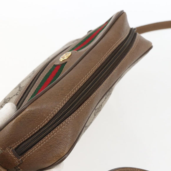 GUCCI GG Supreme Web Sherry Line Bag PVC Beige Gold 56 02 087 Auth BA10727