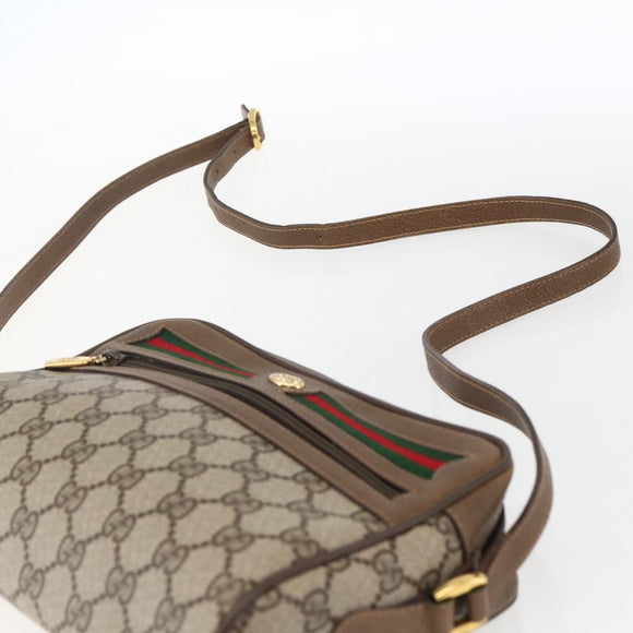 GUCCI GG Supreme Web Sherry Line Bag PVC Beige Gold 56 02 087 Auth BA10727