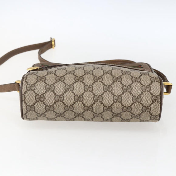 GUCCI GG Supreme Web Sherry Line Bag PVC Beige Gold 56 02 087 Auth BA10727