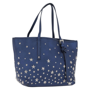 Jimmy Choo Tote Bag Leather Blue Silver Auth BA10728