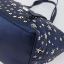 Jimmy Choo Tote Bag Leather Blue Silver Auth BA10728-11