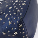 Jimmy Choo Tote Bag Leather Blue Silver Auth BA10728-12