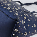 Jimmy Choo Tote Bag Leather Blue Silver Auth BA10728-13
