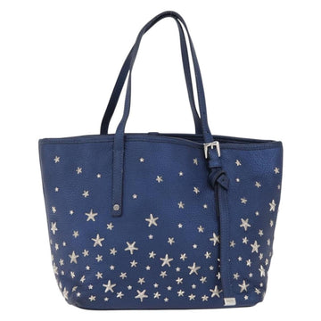 Jimmy Choo Tote Bag Leather Blue Silver Auth BA10728 - 0