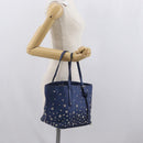 Jimmy Choo Tote Bag Leather Blue Silver Auth BA10728-21