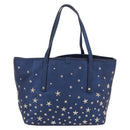 Jimmy Choo Tote Bag Leather Blue Silver Auth BA10728-3