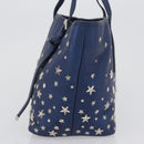 Jimmy Choo Tote Bag Leather Blue Silver Auth BA10728-4