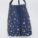 Jimmy Choo Tote Bag Leather Blue Silver Auth BA10728-5