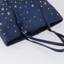 Jimmy Choo Tote Bag Leather Blue Silver Auth BA10728-6