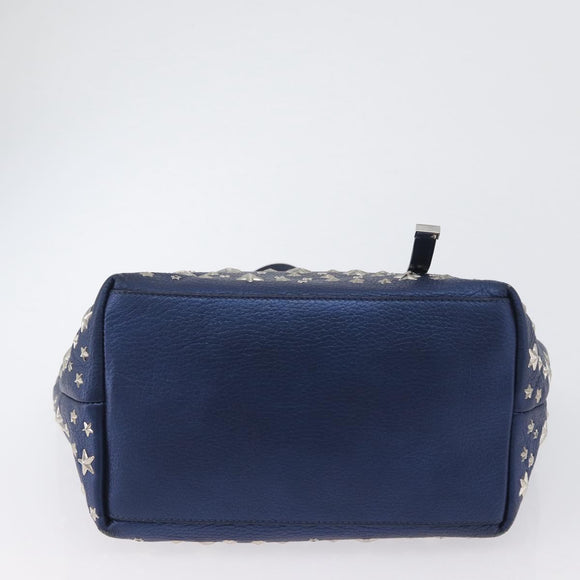 Jimmy Choo Tote Bag Leather Blue Silver Auth BA10728