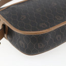 Christian Dior Honeycomb Canvas Schoudertas PVC Zwart Goud Auth BA10729-16