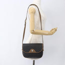 Christian Dior Honeycomb Canvas Schoudertas PVC Zwart Goud Auth BA10729-24