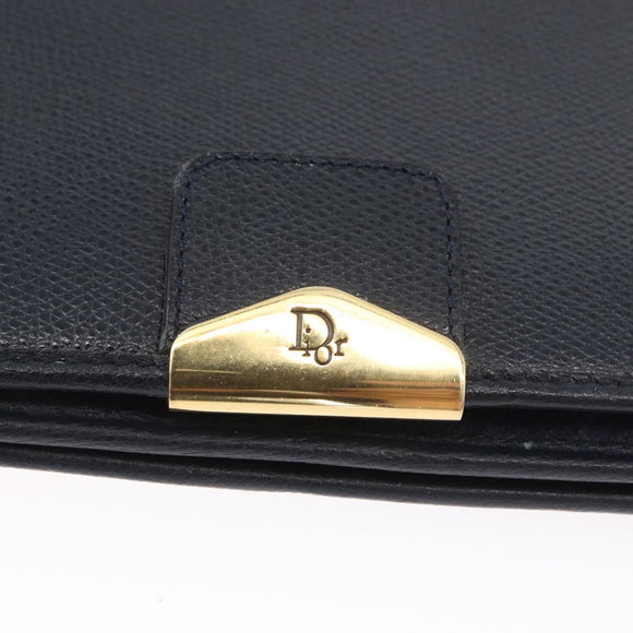 Christian Dior Honeycomb Canvas Chain Shoulder Bag PVC Navy Gold Auth BA10730