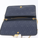 Christian Dior Honeycomb Canvas Chain Shoulder Bag PVC Navy Gold Auth BA10730-9