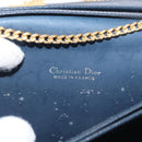 Christian Dior Honeycomb Canvas Chain Shoulder Bag PVC Navy Gold Auth BA10730-10
