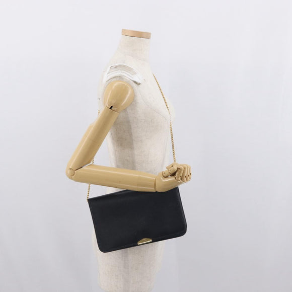 Christian Dior Honeycomb Canvas Chain Shoulder Bag PVC Navy Gold Auth BA10730