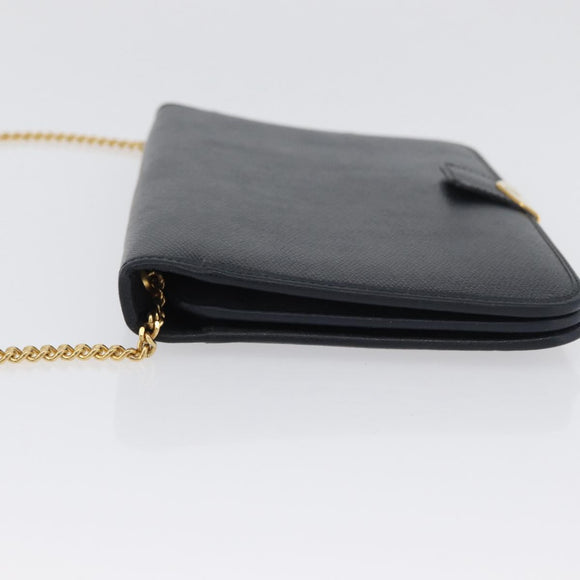 Christian Dior Honeycomb Canvas Chain Shoulder Bag PVC Navy Gold Auth BA10730