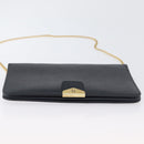 Christian Dior Honeycomb Canvas Chain Shoulder Bag PVC Navy Gold Auth BA10730-5