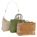 PRADA Shoulder Bag Nylon Velour 3 Set Brown Beige Green Auth BA10734-1