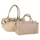 Salvatore Ferragamo Shoulder Bag Leather 2 Set Pink Beige Auth BA10738-1